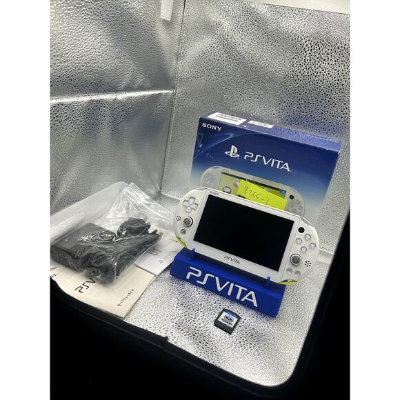 white/yellow ps vita 2000 w/accessories and box! - Picture 1 of 8